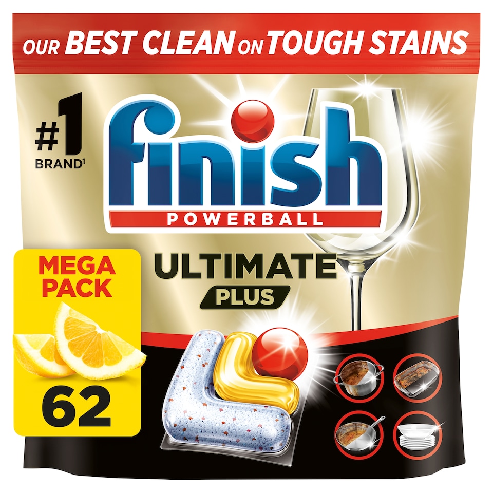 image 1 of Finish Ultimate Plus All In One Dishwasher Tablets - Lemon 62 Pack 756.4g