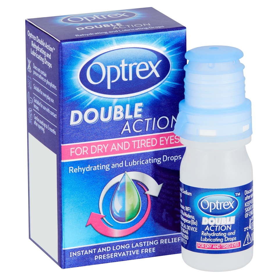 image 1 of Optrex Double Action Drops Dry Irritated Eyes Rehydrate 10ml