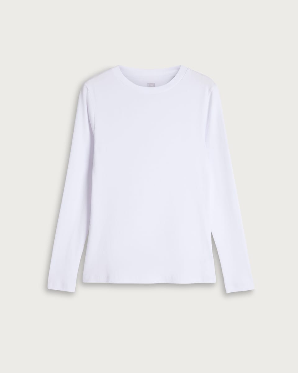 F&F Cotton Rich Crew Neck Long Sleeved Top in White