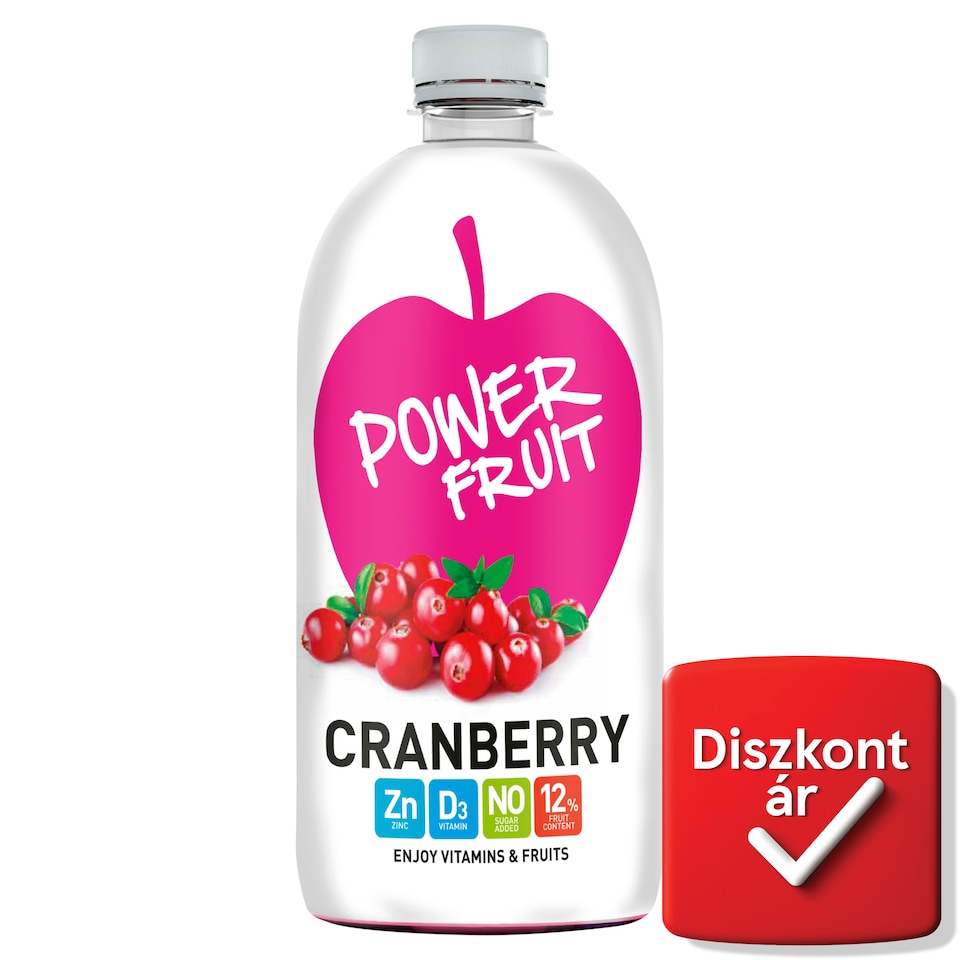 Power Fruit energiaszegény, vörösáfonya-alma ital szűrt vízzel, édesítőszerekkel 750 ml