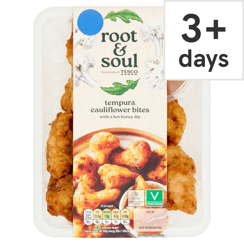 Root and Soul Tempura Cauliflower Bites with a Hot Honey Dip 230g