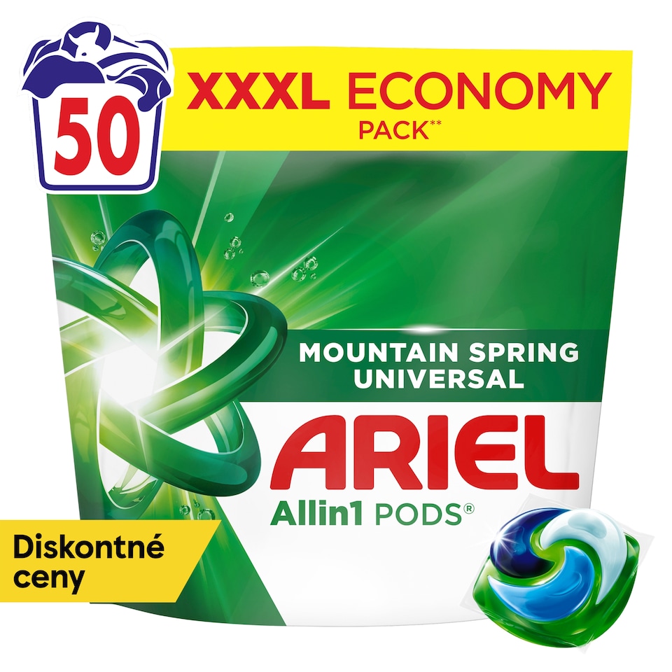 obrázok 1 z Ariel Allin1 PODS Mountain Spring Universal Tekutý Prací Prostriedok V Kapsulách, 50 Praní