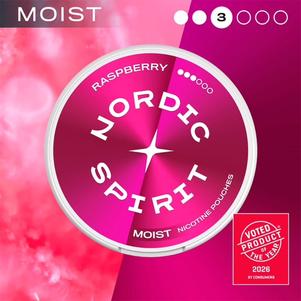 image 1 of Nordic Spirit Raspberry Strong - Tobacco Free Nicotine Pouches 20 Pack 9mg 14g