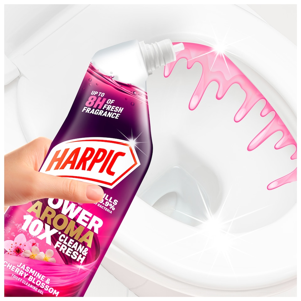 image 1 of Harpic Power Aroma Jasmine & Cherry Blossom Toilet Cleaning Gel 750ml