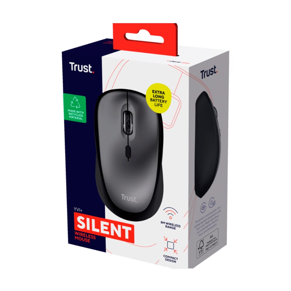 Trust Yvi+ Black Silent Wireless Mouse