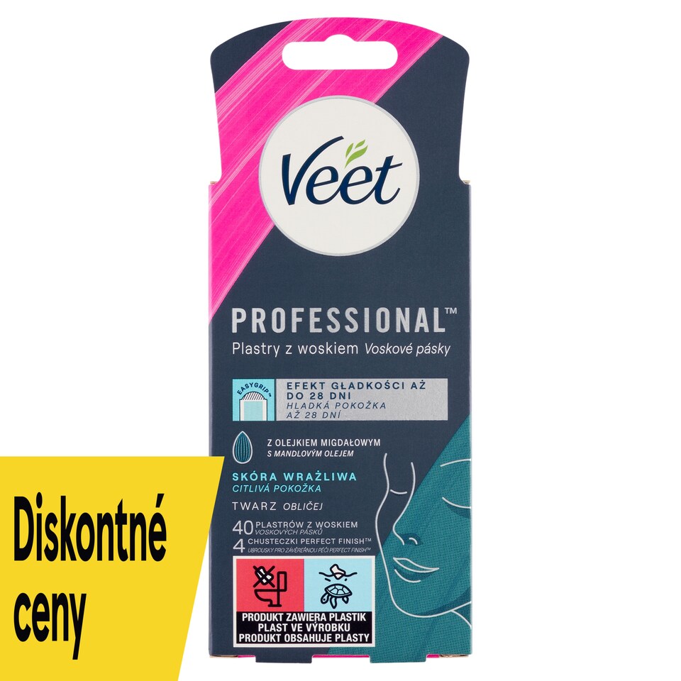 obrázok 1 z Veet Professional Voskové pásiky na tvár pre citlivú pokožku 40 ks