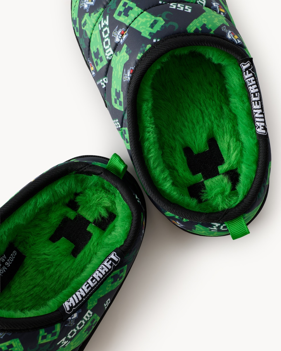 image 1 of Minecraft Quilted Mule Slippers in Black
