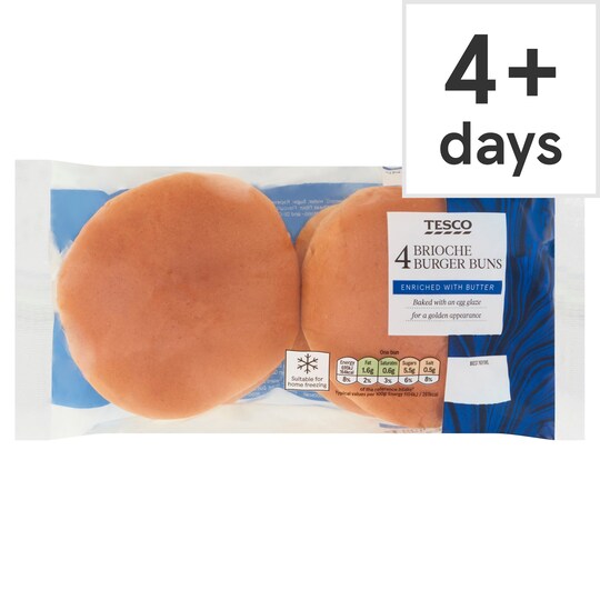 photo Brioche Burger Bun Calories tesco 4 brioche buns
