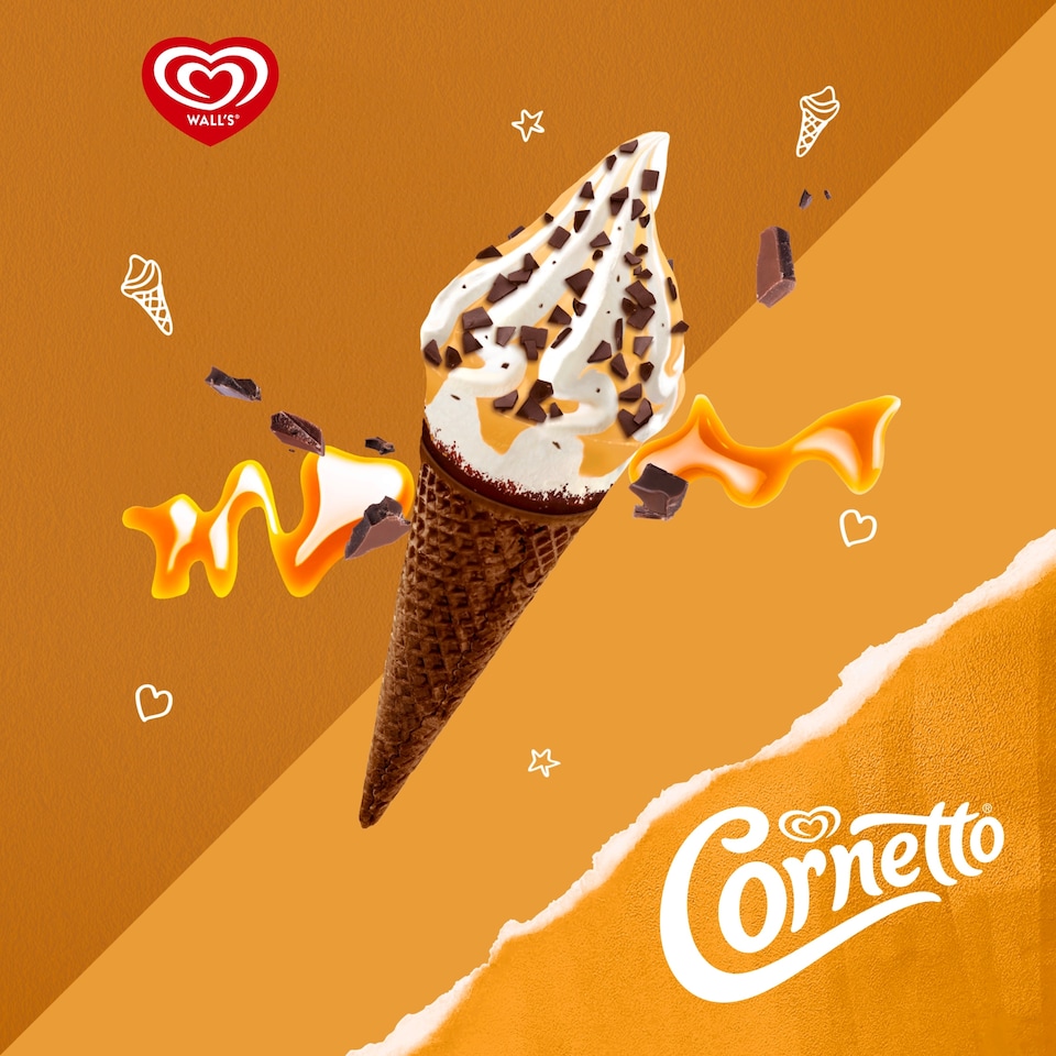 image 1 of Cornetto Soft Caramel Stracciatella Ice Cream Cones 4x140ml