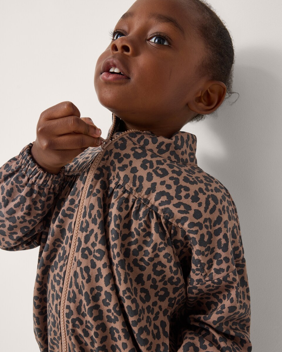 image 1 of F&F Girls Leopard Print Jacket in Multi Brown