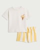 image 1 of F&F Baby 2-Piece Cotton Rich Ice Cream T-Shirt and Shorts Set in Cream