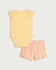 image 2 of F&F Baby 2-Piece Cotton Rich Sunny Days Bodysuit and Striped Shorts Set in Yellow