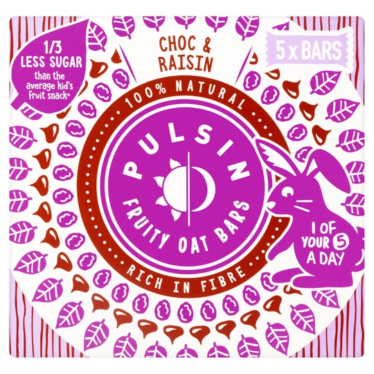 Pulsin Kids Chocolate & Raisin Bars 5X25g Tesco Groceries