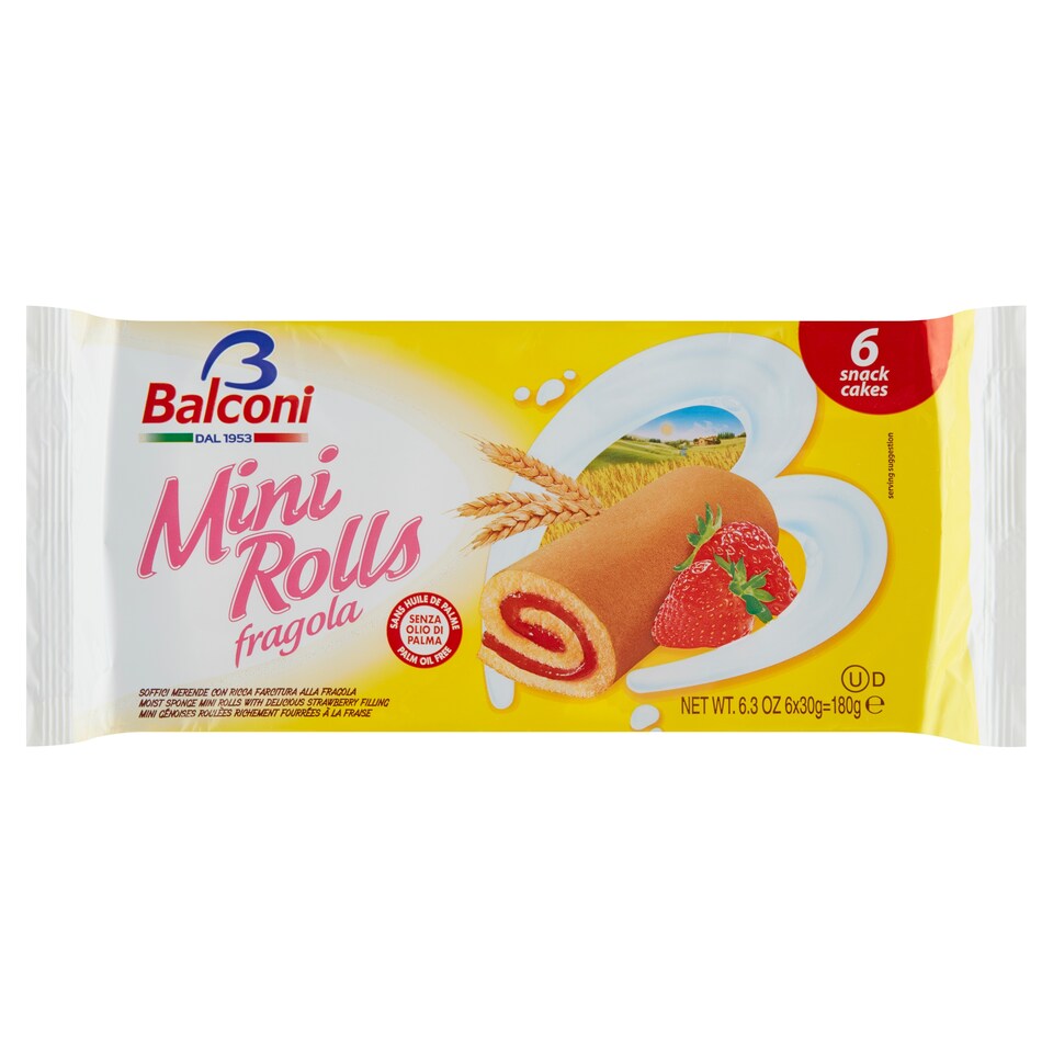 Balconi Mini rolls jahodové 6 x 30g