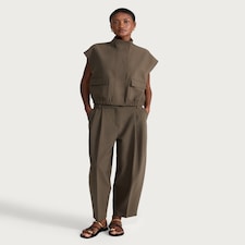 The F&F Edit Double Pleated Barrel Leg Trousers in Khaki