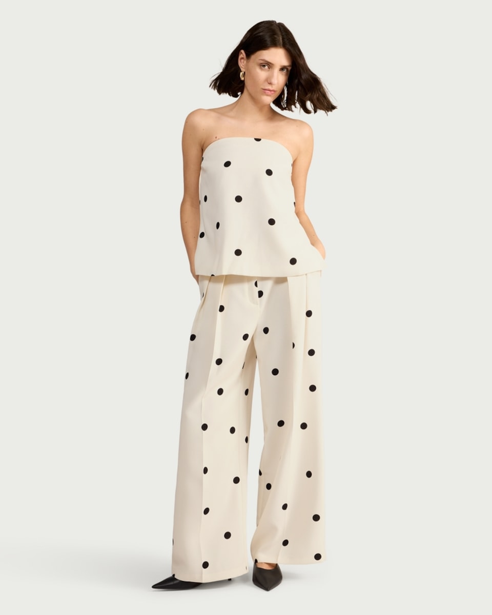 image 1 of F&F Polka Dot Co-ord Bandeau Top in Cream