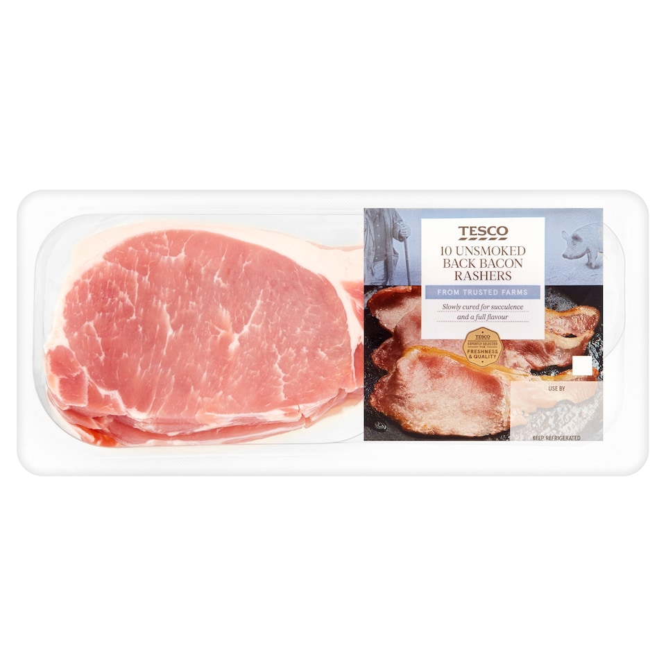 Tesco Unsmoked Back Bacon Rashers 10 Pack 300g