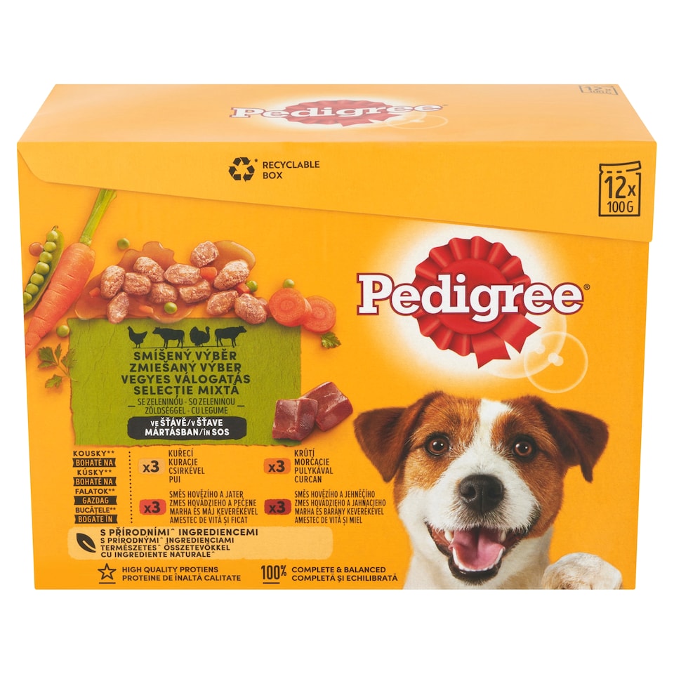 Pedigree Mixed Selection Complete Wet Food for Adult Dogs in Sauce 12 x 100 g (1,2 kg)