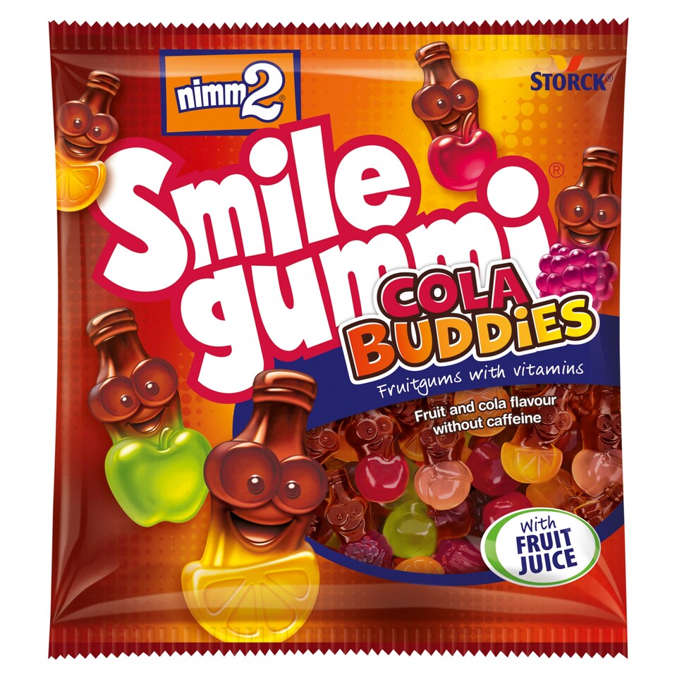 nimm2 Smilegummi Cola Buddies želé s ovocnou příchutí a příchutí koly s vitaminy 90g