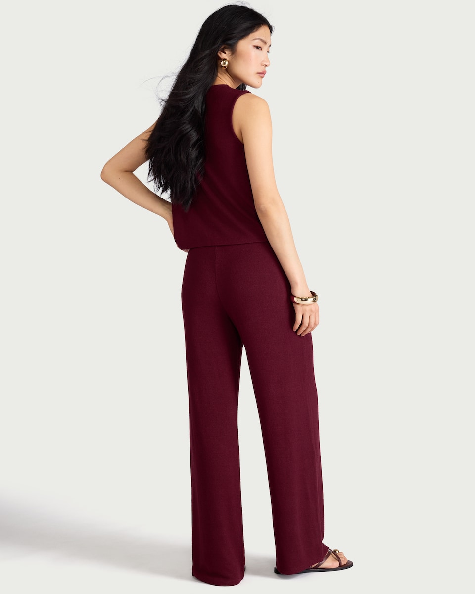 image 1 of F&F Wide Leg Co-ord Trousers in Burgundy