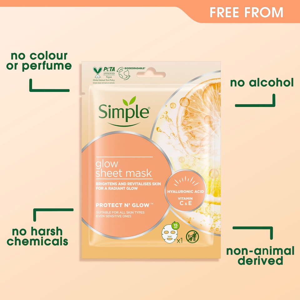 image 1 of Simple Protect & Glow 48Hr Glow Sheet Mask 25Ml