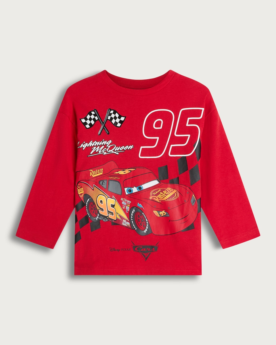 image 1 of Disney Cars Pure Cotton Lightning McQueen Long Sleeved Top in Red
