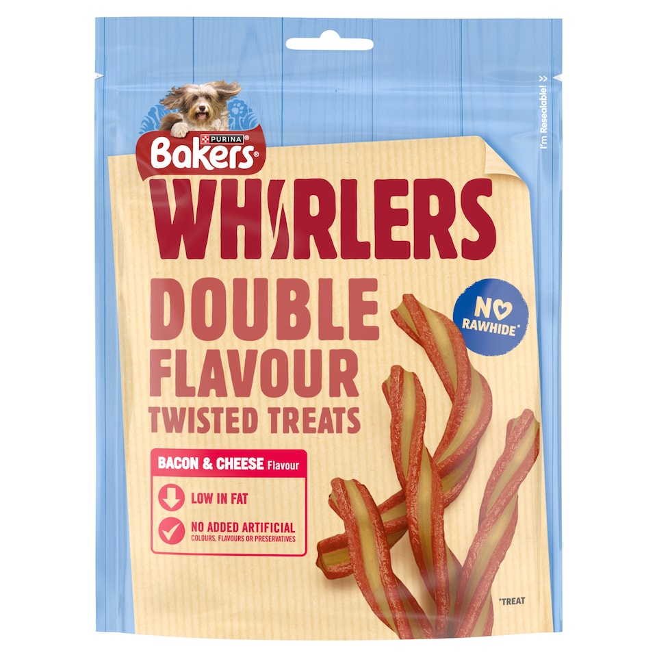 image 1 of Bakers Whirlers Dog Treats Bacon And Cheese 130G