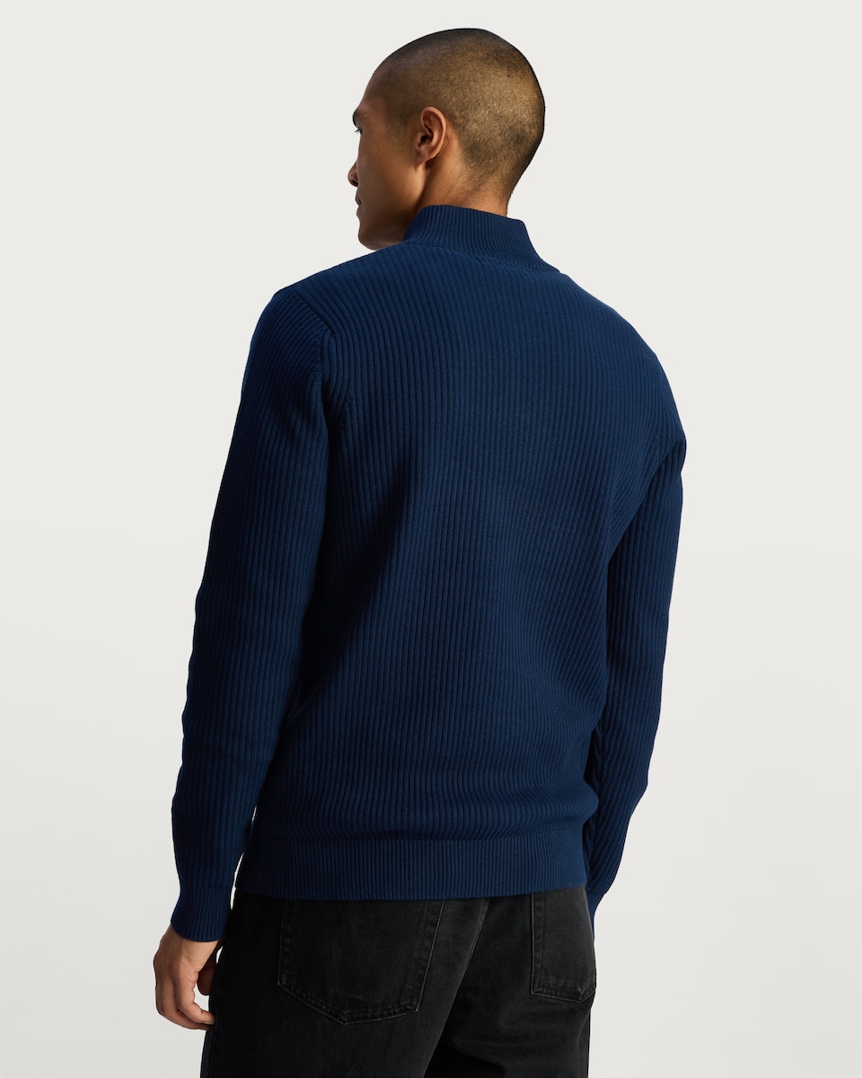 image 1 of F&F Pure Cotton Ribbed Half Zip Jumper in Teal