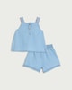 image 2 of F&F Baby 2-Piece Pure Cotton Cherry Embroidered Top and Shorts Set in Blue
