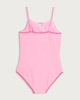 image 2 of F&F Girls Textured Bead Detail Swimsuit in Pink
