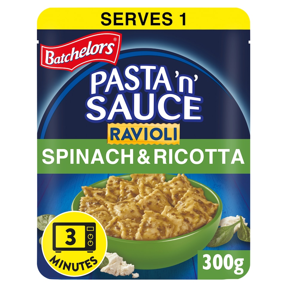 Batchelors Pasta 'n' Sauce Ravioli Microwave Ready Meal Spinach and Ricotta 300g