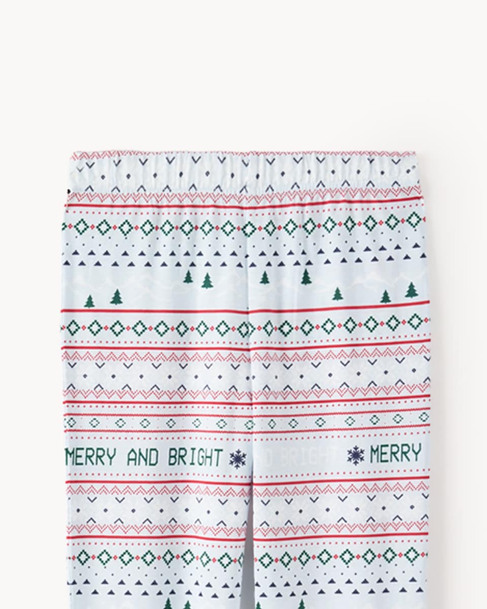 image 1 of Christmas Unisex Pure Cotton Fair Isle Matching Family Pyjama Set in Blue