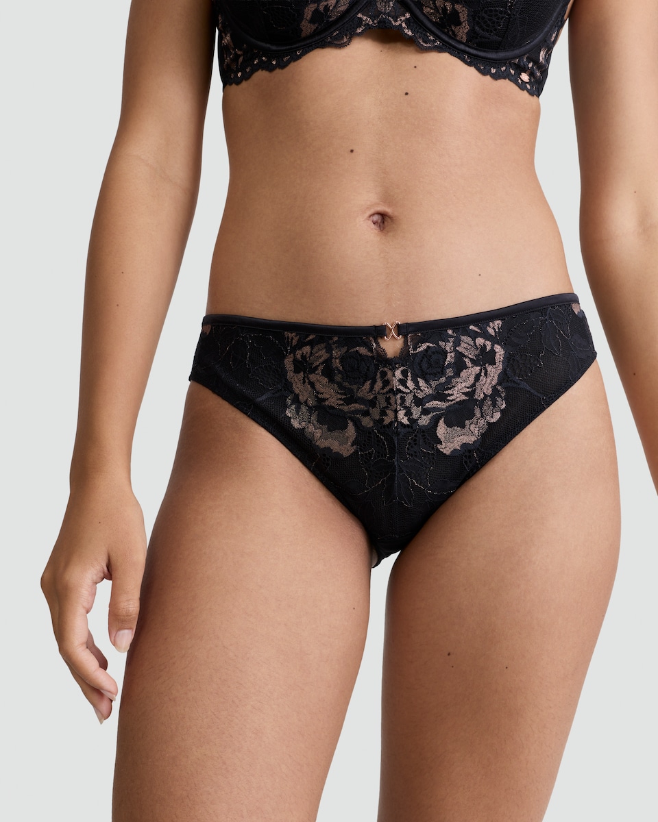 image 1 of F&F Floral Lace Brazilian Knickers in Multi