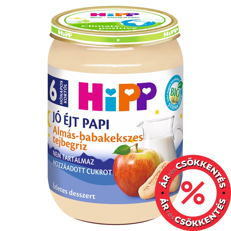 HiPP Jó Éjt Papi BIO almás-babakekszes tejbegríz bébidesszert 6 hónapos kortól 190 g