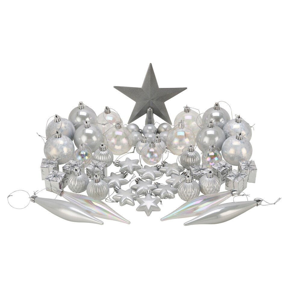 Tesco Silver Hanging Decorations 50 Pack