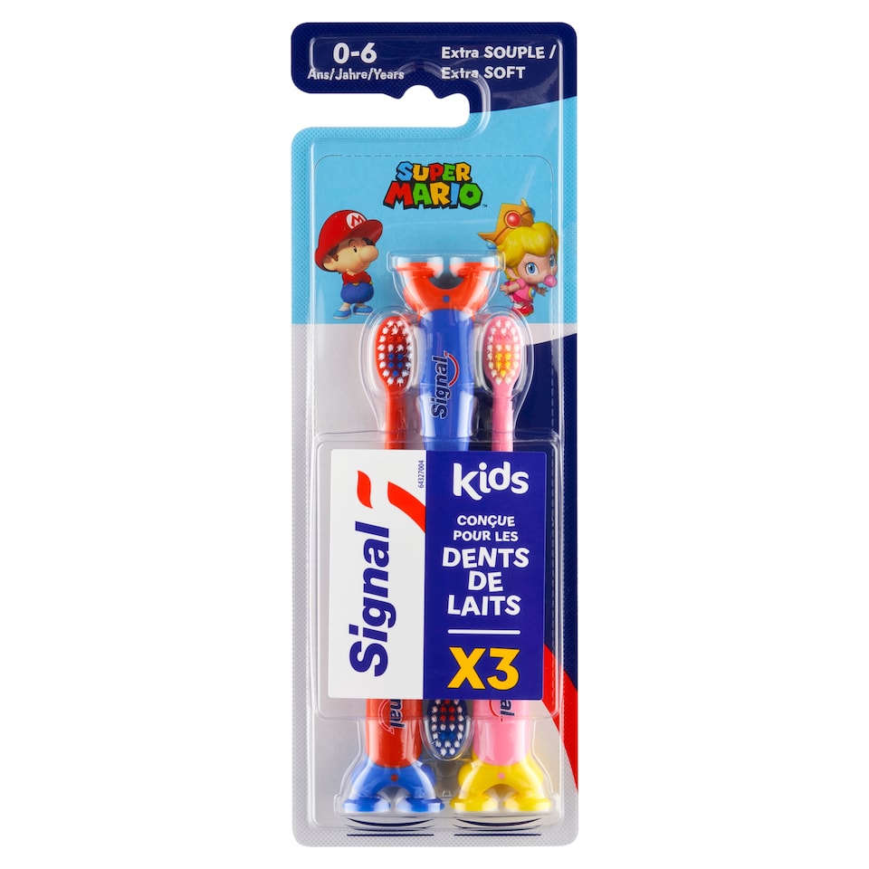 image 1 of Signal Kids Super Mario Extra Soft Toothbrush 3 pcs