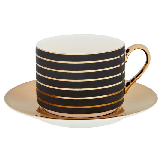Fox & Ivy Black Gold Cup & Saucer Tesco Groceries