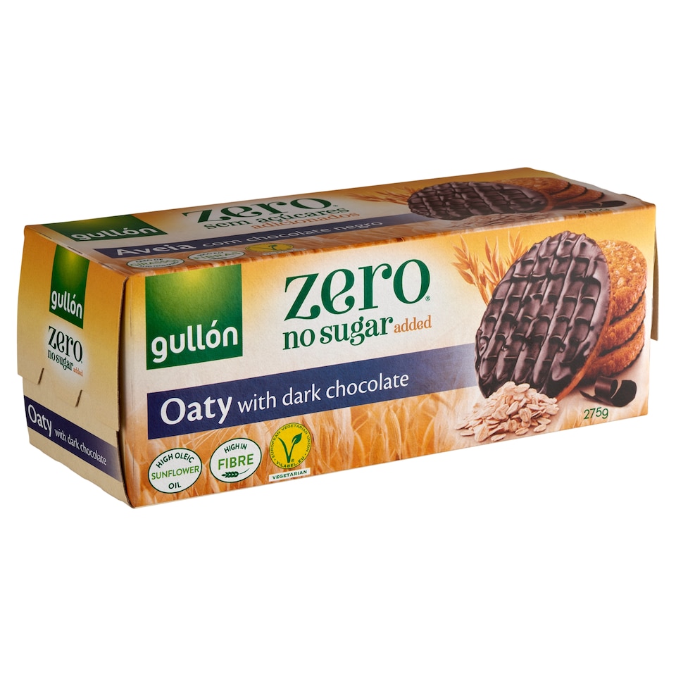 image 1 of Gullón Zero Dark Chocolate Covered Oat Biscuits with Sweetener 275 g