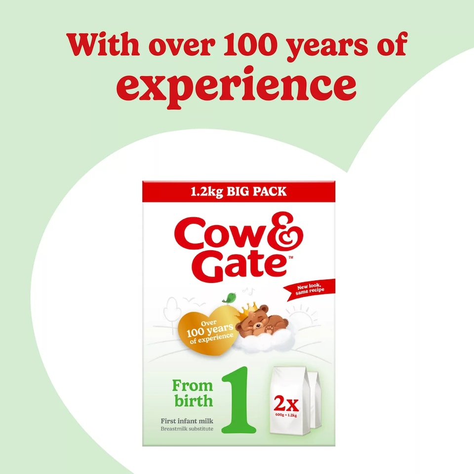 image 1 of Cow & Gate 1 First Infant Baby Milk Formula Powder from Birth Big Pack 1.2kg