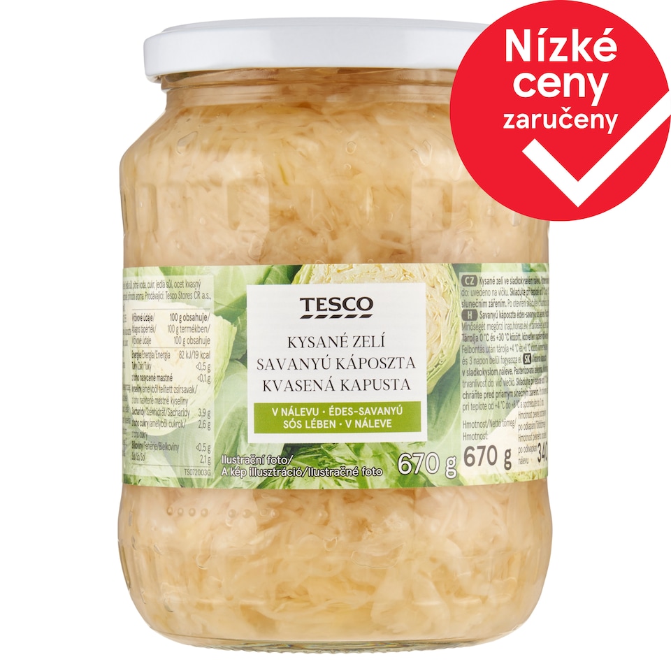 Tesco Kysané zelí v nálevu 670g
