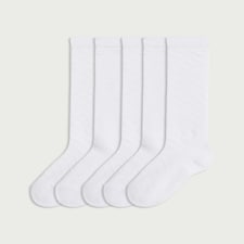 F&F Girls 5-Pack Cotton Rich Knee High Socks in White