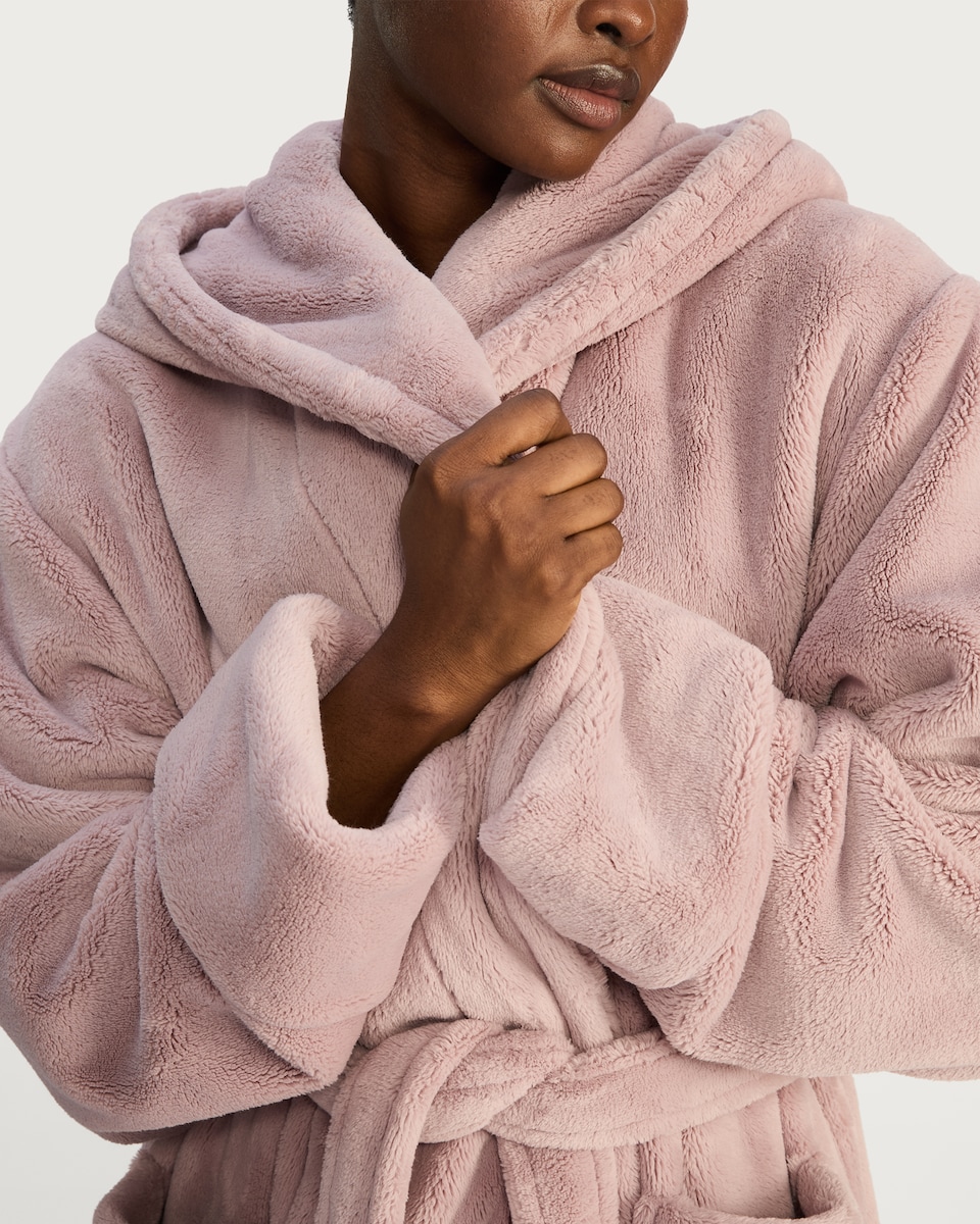 image 1 of F&F Hooded Dressing Gown in Pink