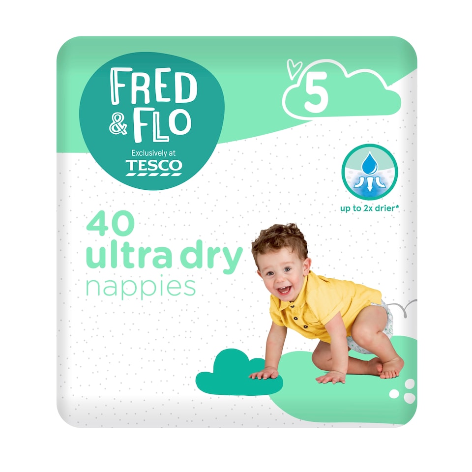 image 1 of Fred & Flo 40 Ultra Dry Nappies Size 5