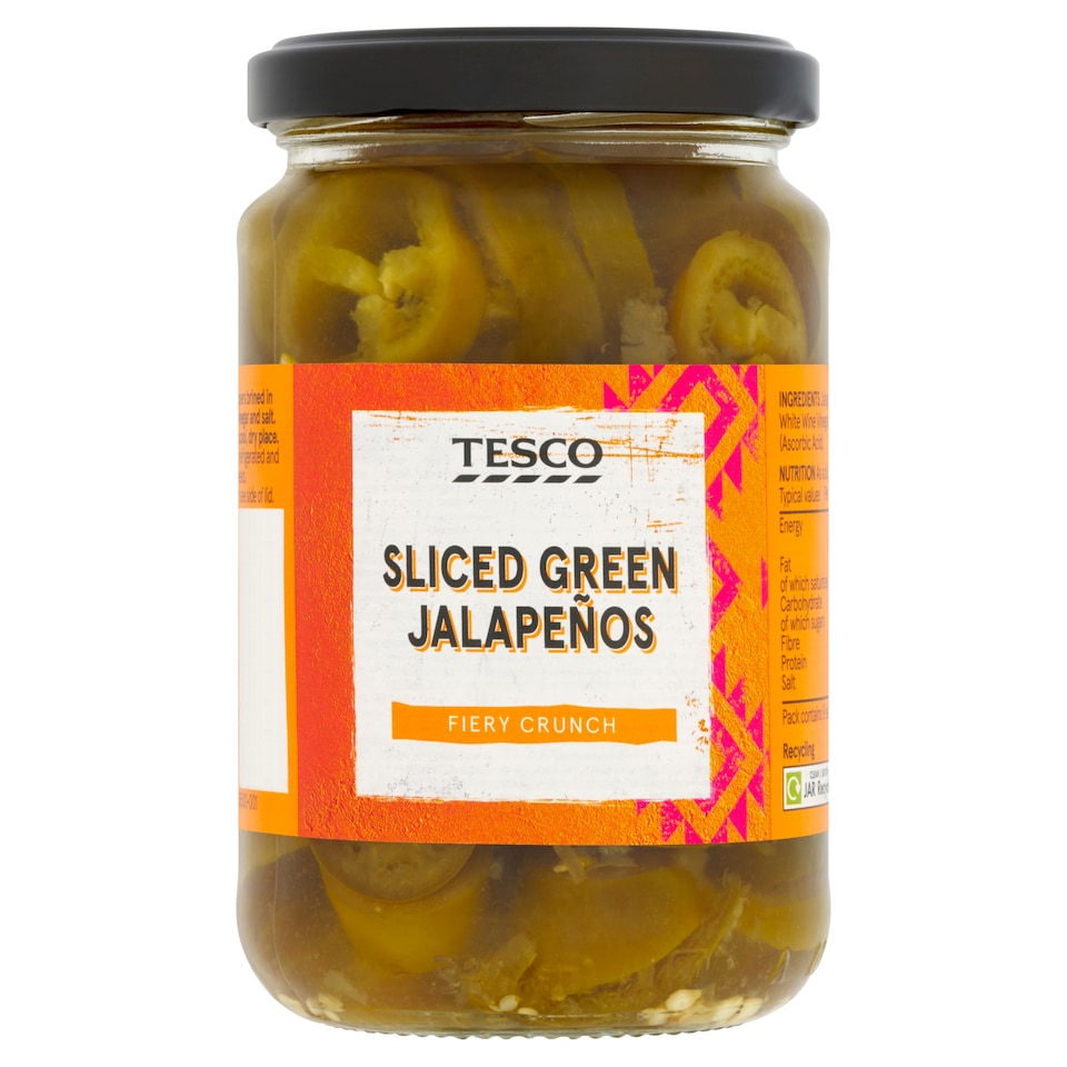 Tesco Sliced Green Jalapenos In Brine 300G