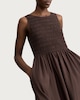 image 2 of F&F Shirred Sleeveless Midi Dress in Chocolate