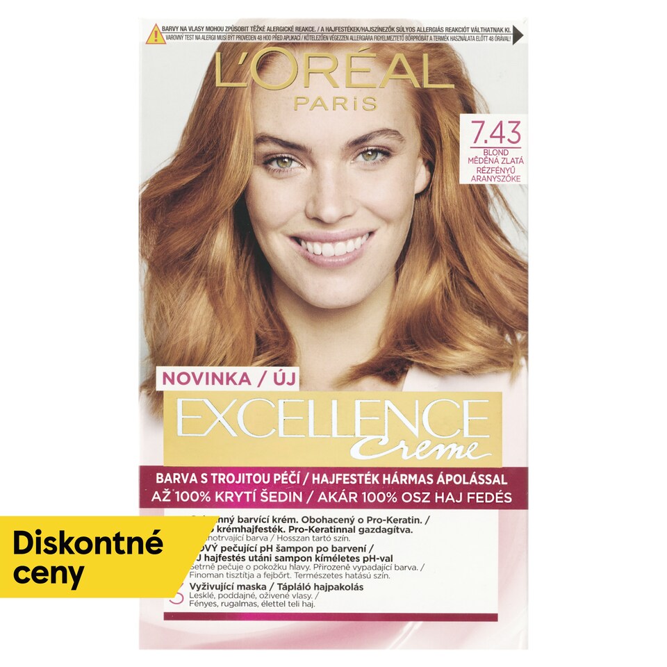 L'Oréal Paris Excellence Créme 7 .43 , blond medená zlatá 72 +48 +12 +60 ml