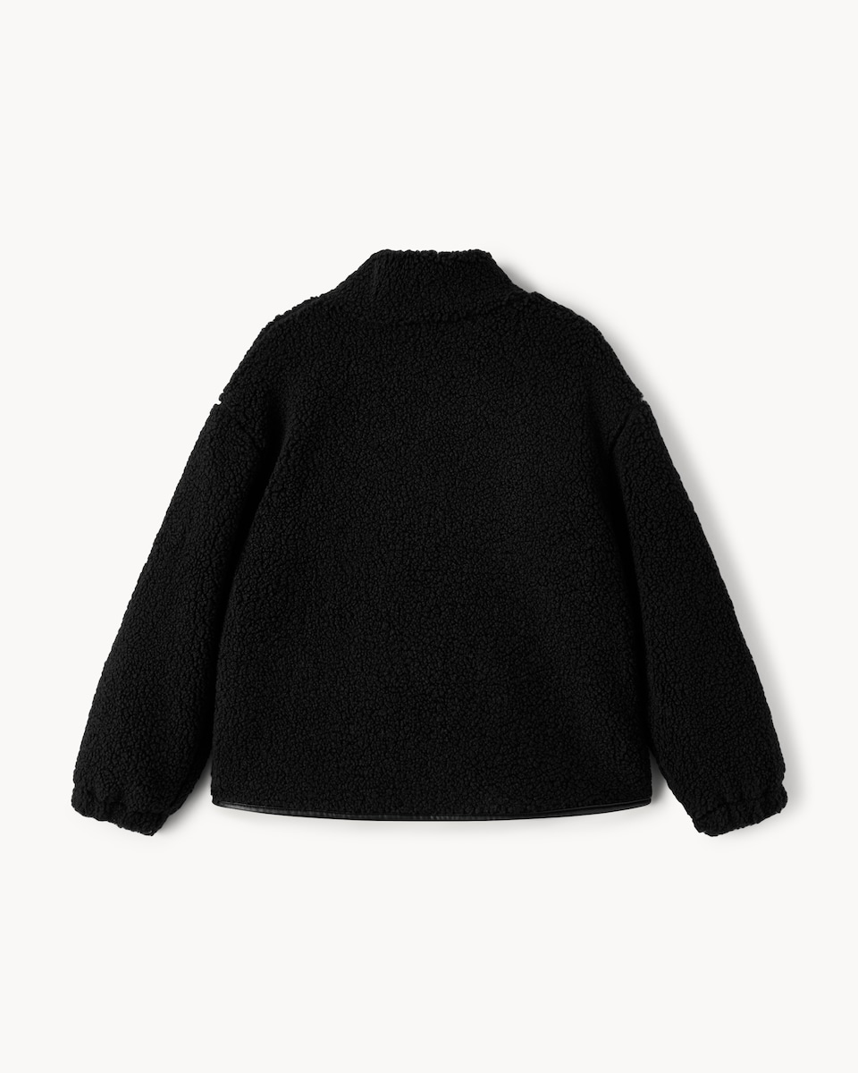 image 1 of F&F Girls Borg Zip Up Jacket in Black