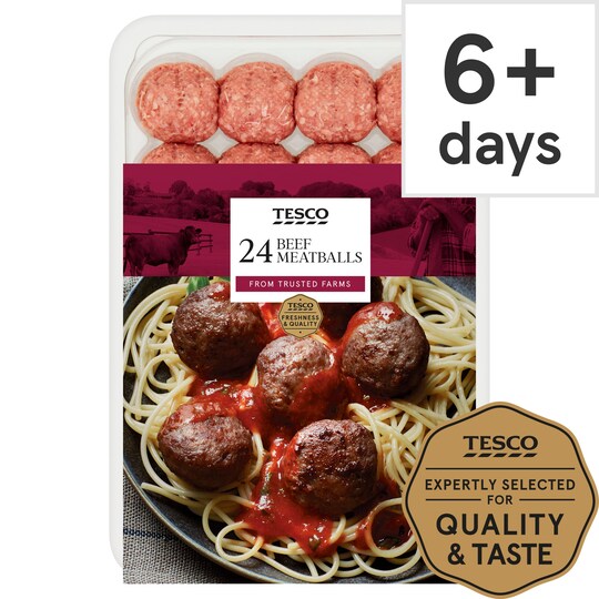 Tesco 24 Beef Meatballs 672g Tesco Groceries