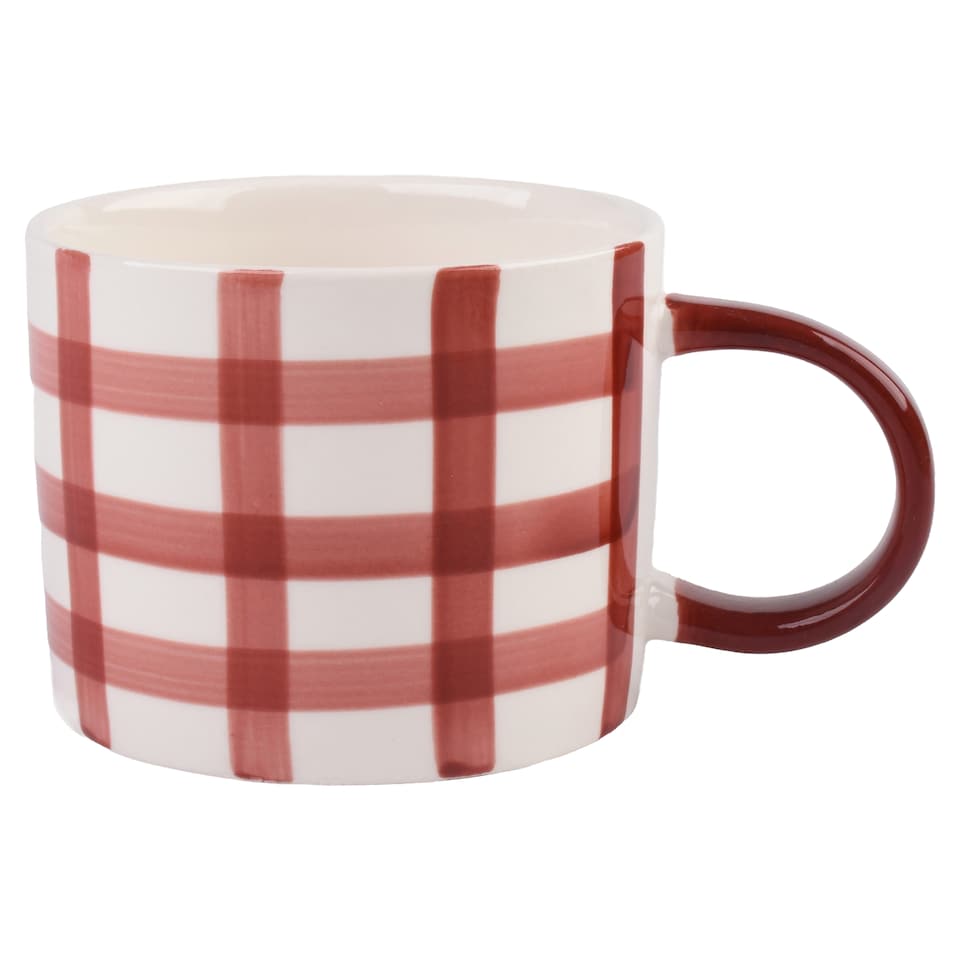 F&F Home Burgundy Gingham Mug 