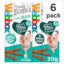 Webbox Cat Tasty Sticks With Duck 6 Pack 30g